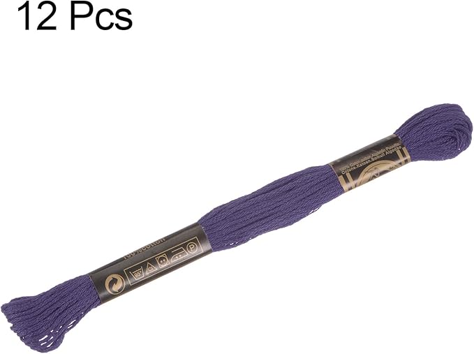 HARFINGTON 12 Skeins Embroidery Floss 8.75yds(8m) Egyptian Long-Staple Cotton Cross Stitch Thread for Sewing DIY Bracelet Yarn String and Crafts, Medium Violet(6029)