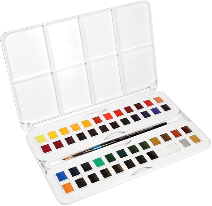 Daler Rowney Daler-Rowney Aquafine 48-pc Watercolor Studio Set - Watercolor Paint Set for Watercolor Paper and More - Watercolor Set for Artists and Students - Water Color Paint for All Skill Levels