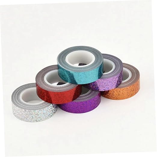 8 Rolls Glitter Prism Tape Holographic Sparkle Washi Tape Baton Tapes for Gift Wrapping DIY Crafts Bullet Journals Scrapbooking School Supplies Party Decorations with Colorful Designs