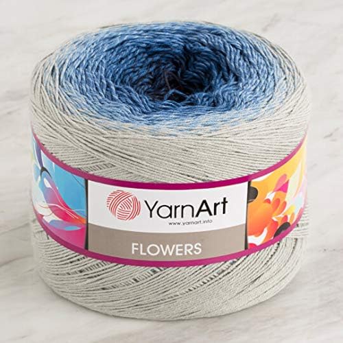 Yarn Art YarnArt Flowers Yarn 55% Cotton 45% Acrylic 250gr 1094yds Multicolor Cotton Yarn Rainbow Crochet Yarn Spring Summer - 1 Fine Sport Skein (271)