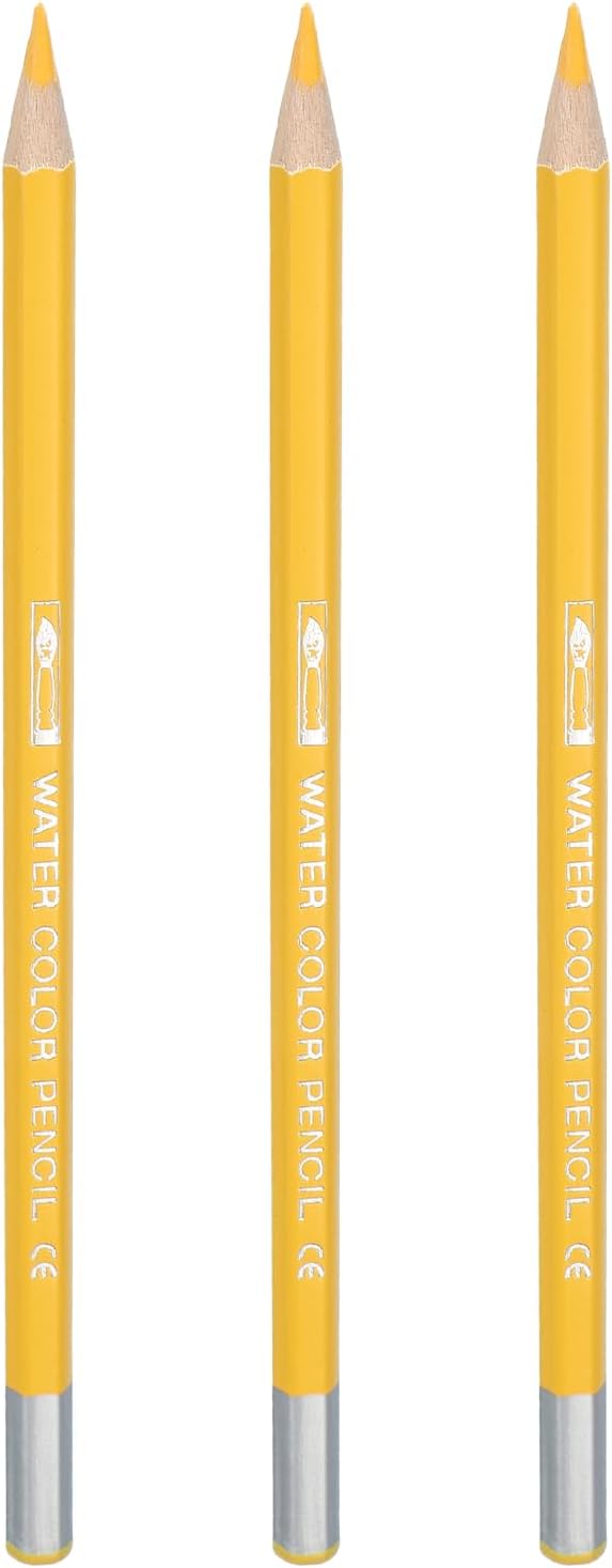 PATIKIL Watercolor Pencils, Dark Yellow Color Pencil Set Sketch Coloring Drawing Colored Pencils Bulk Artist Drawing Supplies for Adult Coloring Book Blending, 3 Pcs