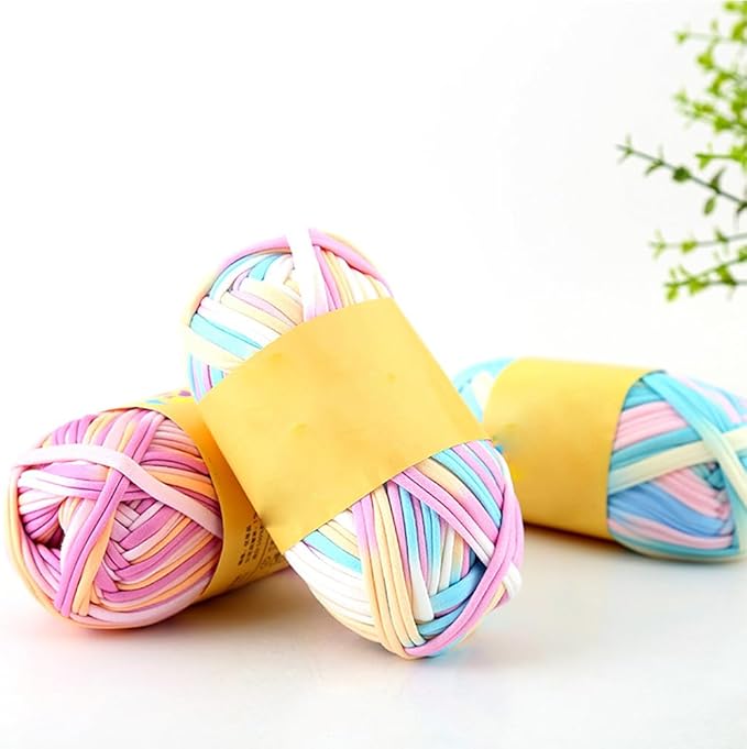 iSuperb 4 Pack Knitting Yarn Colorful Cloth T-Shirt Yarn Fabric Crochet Cloth for DIY Knitted Art Basket Bag - 400g