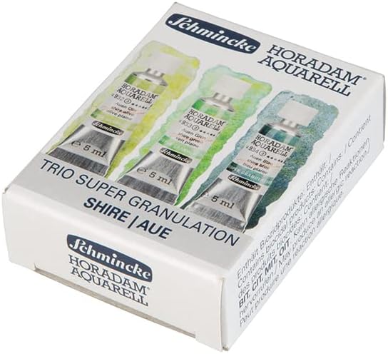 Schmincke Horadam® Aquarell, Super Granulation Trio Aue, 5 ml Tubes, 74 619 097, Cardboard Set, Very Strong Granulating colors, Finest, Super Granulating Watercolors