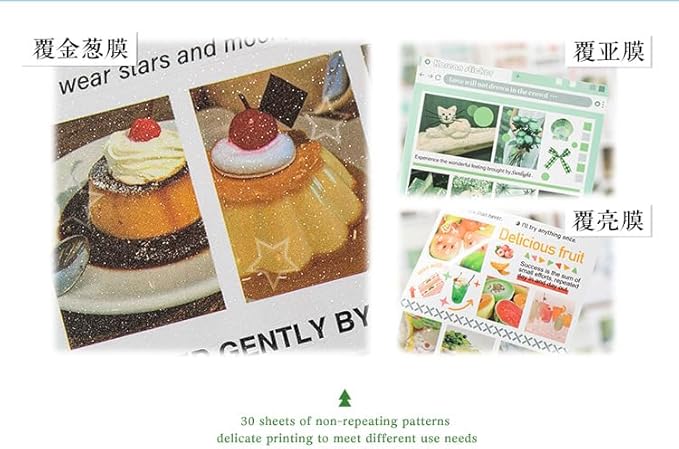 Alideco 30pcs Scrapbook Stickers Vintage Cakes Cuisine Desserts Sticker Book for Adults Sticker journaling Stickers for Scrapbooking (haifengxuyu)