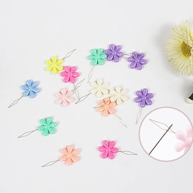 40 PCS Needle Threader Set, Flower Shape Colorful Needle Threader Kit Used for Hand Sewing Cross Stitch Repair Clothing, Assorted Colors Designed for Mending Clothes