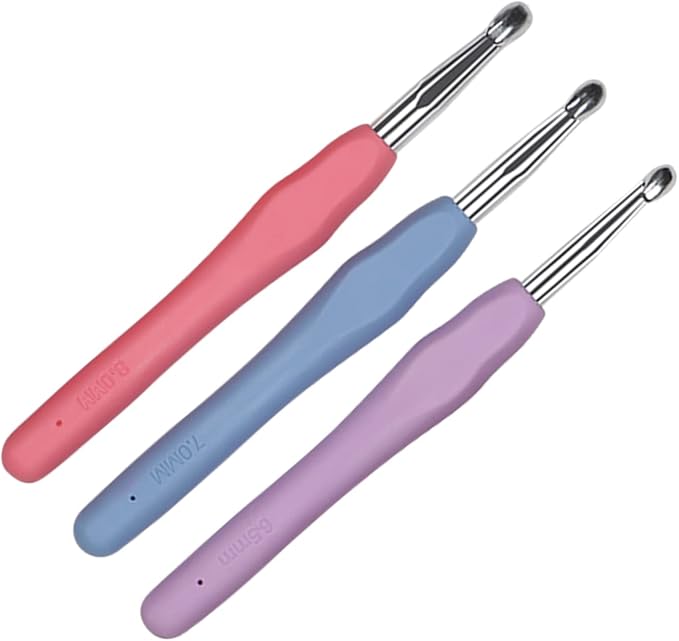 Crochet Hooks 6.5mm 7.0mm 8.0mm Crochet Needles QLRFFLJOY 3 pcs Crochet Hook Set DIY Yarn Weaving Tools for Knitting Gloves, Shoes, Bags, Hats, Socks, Scarf