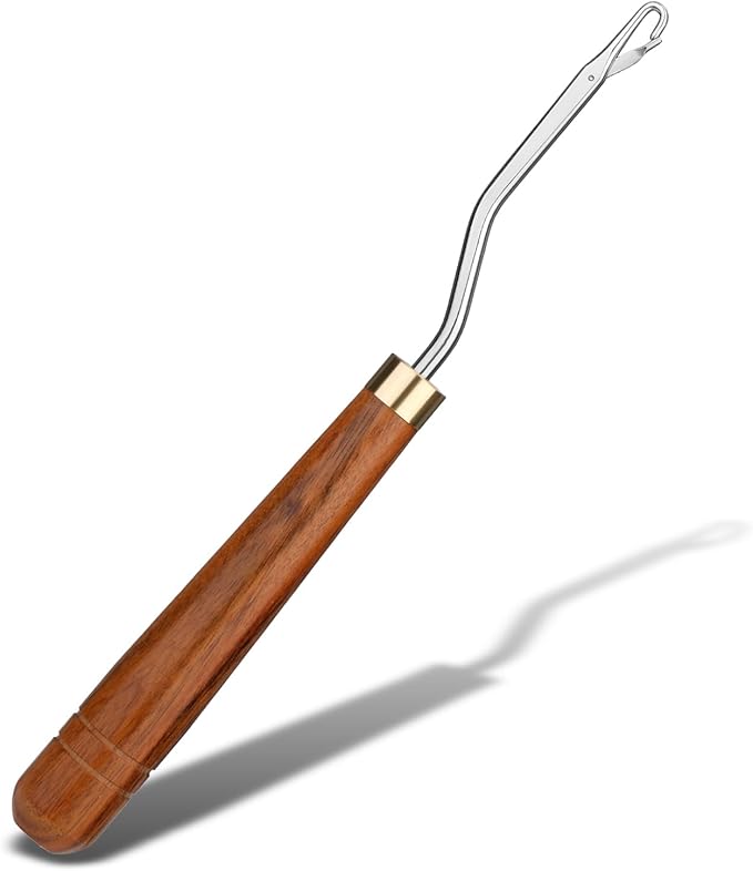 Giwrmu Latch Hook Tool, Wooden Bent Latch Hooks, Large Latch Hook Crochet Needle for Micro Braids, Hair Extension and Carpet Craft