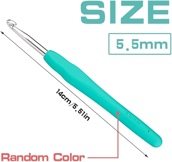5.5 mm Crochet Hook, Ergonomic Handle for Arthritic Hands, Extra Long  Knitting Needles for Beginners and Crocheting Yarn (5.5 mm)