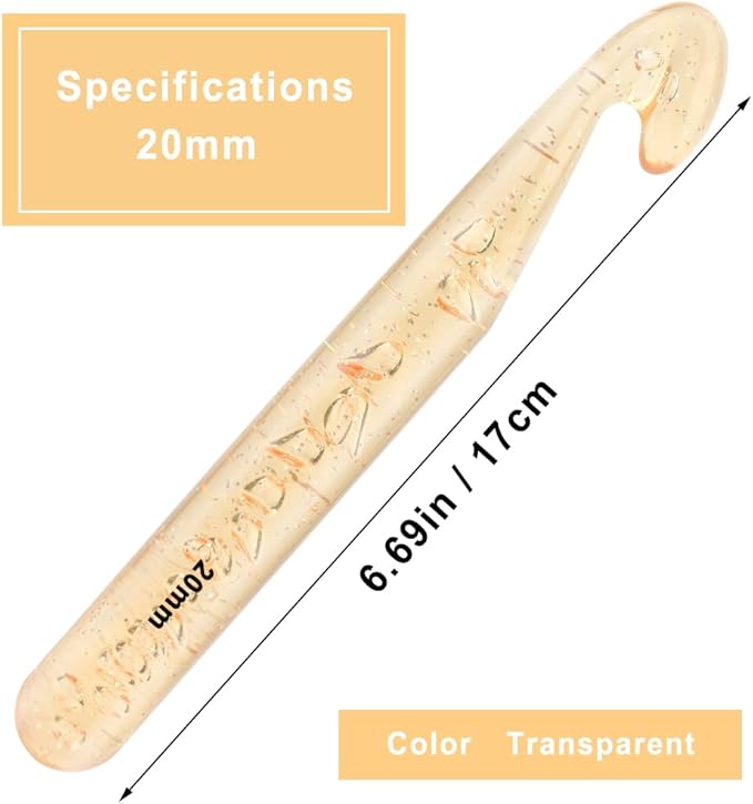 20 mm Crochet Hook, Large Crochet Hooks for Chunky Yarn Ergonomic Knitting Needles Crochet Needle for Beginners and Handmade DIY Knitting Crochet (20 mm)