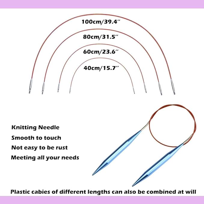 Yarniss 13 Pair Circular Knitting Needle Set 3.0~10.0mm, Interchangeable Aluminum Knitting Needles with Case