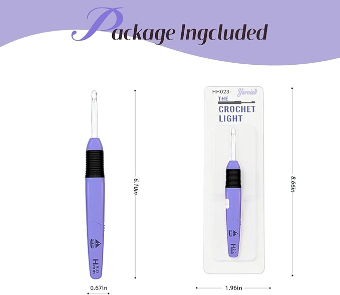 Yarniss Light Up Crochet Hook with Ergonomic Crochet Hooks and Luminous Crochet Hook,5 mm Crochet Hook, Lilac