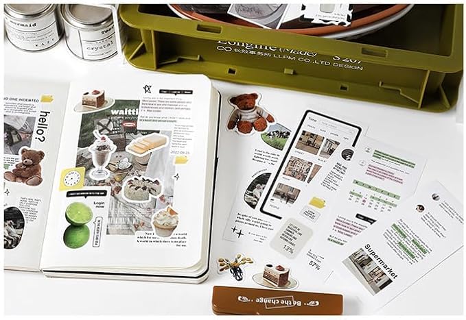 Alideco 200pcs Vintage Scrapbook Supplies Pack for Art Journaling Bullet Junk Journal Planners DIY Paper Stickers Craft Kits Notebook Collage Album Aesthetic Cottageco (langmanshuangxue)