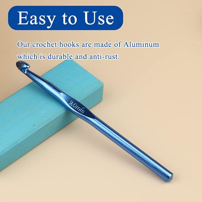 9mm Aluminum Crochet Hook, Smooth Crochet Needles, Knitting Needles for Yarn Craft, Great Handmade DIY Present for Friends, Random Color