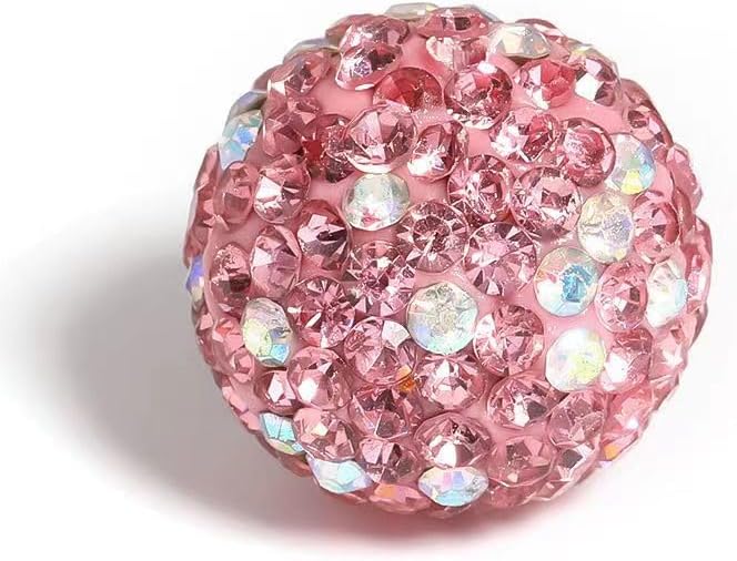 10mm Grade A White with Pink Sparkle Rhinestone Beads for Baseball Necklace-Round Disco Ball Bead Rhinestone Clay Beads for Earring Jewelry Making,Necklace Bracelet,DIY Craft Supplies(100 pcs)