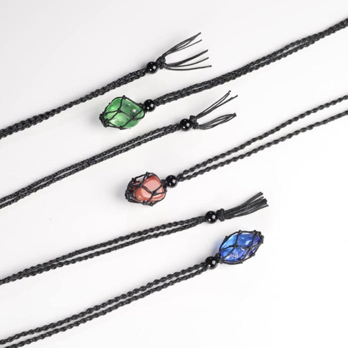 24pcs Adjustable Empty Necklace Holder Crystal Stone Necklace Pendant Necklace Cord Hand Woven Necklace Ropes for Jewelry Making