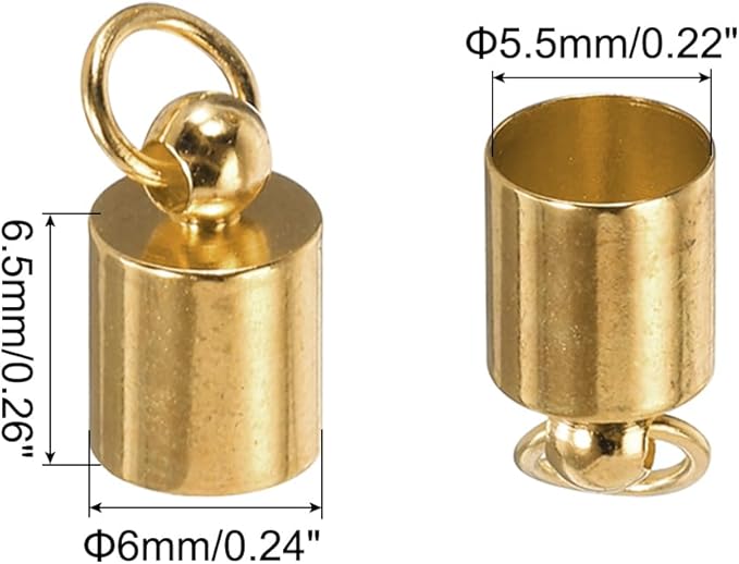 MECCANIXITY Fold Over Cord End Caps Rose Gold 6mm OD with Crimp Covers Lobster Claw Clasps DIY Jewelry Making for Bracelets and Necklaces Crafting 20 Pcs