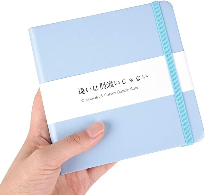 Mifuner Small Square 5x5 80gsm Mini Notebooks Blank Pages Sketchbooks Travel Journal Pocket Hardcover Paint Writing Notebook Blank Diary Memo Planner Sketchbook PU Leather Cover, Blue