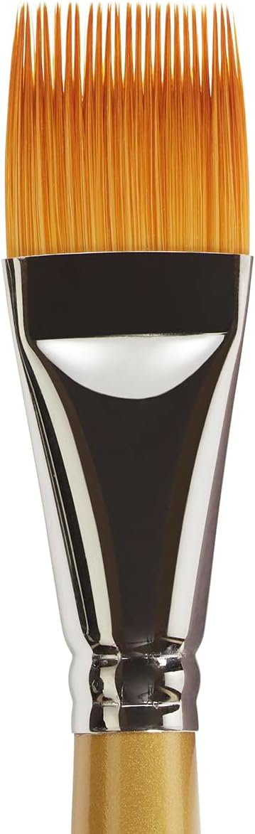 KINGART Premium Original Gold 9120-1/4 RAKE Series Artist Brush, Golden Taklon Synthetic Hair, Short Handle, for Acrylic, Watercolor, Oil and Gouache Painting, Size 1/4"