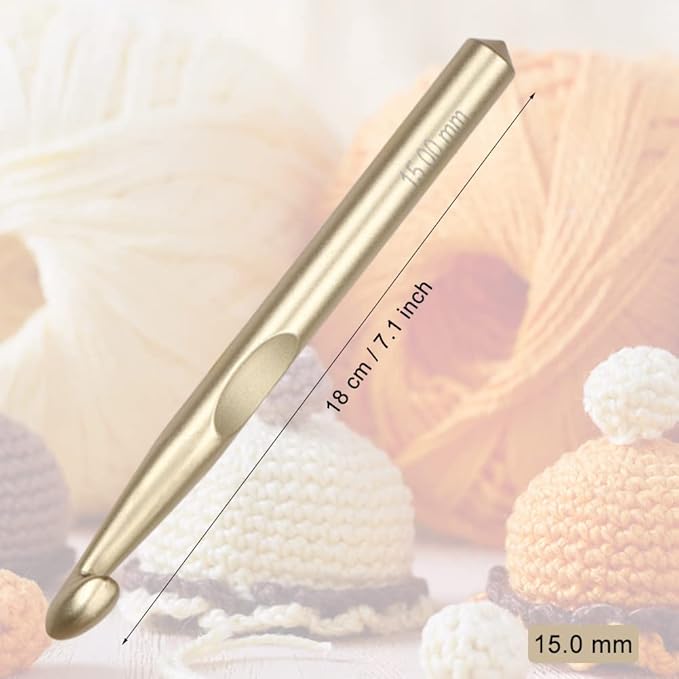 Large Size Crochet Hook 15mm Crochet Hook Long Crochet Needle QLRFFLJOY Metal Crochet Hooks DIY Yarn Weaving Tools for Knitting Blankets, Carpets and Shawl (15.0 mm)