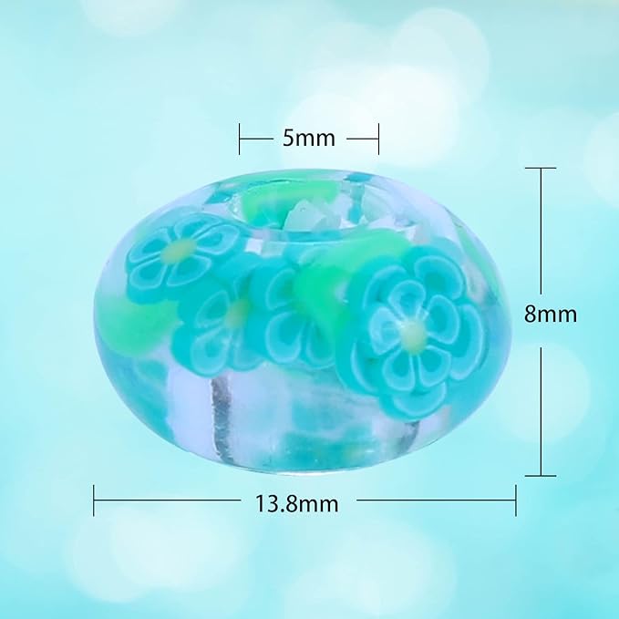 AIPRIDY Girls' Lucky Beads Lover Amber Beads, Big Hole Spacer Beads European Craft Beads for DIY Charms Bracelet Jewelry Making (Green and White)