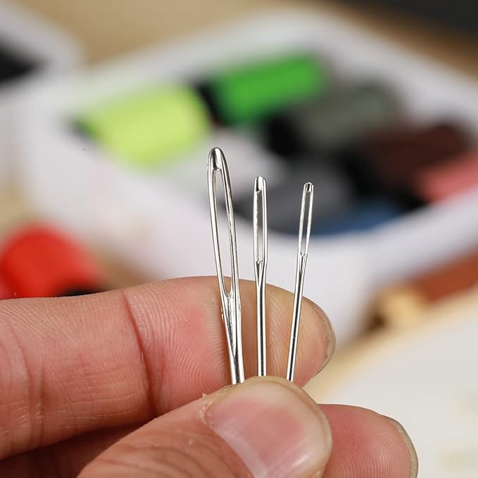 Yklbpd 18 Pieces Large Eye Sewing Needles, Handmade Yarn Knitting, Sharp Stainless Steel Embroidery Thread Needle for Leather and Tapestry