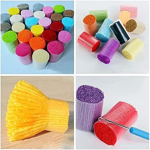 Latch Hook Round Rug Kits Colorful Butterfly and Flowers for Beginner Needle Crochet Yarn Kits Embroidery Carpet Hook and Latch Kit Tapestry Christmas Decoration 45x45cm
