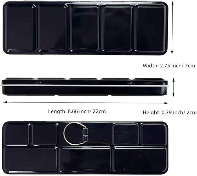 FCLUB Empty Watercolor Palette Paint Case - Medium Watercolor Tin Metal Box Tin with 36 Half Pans