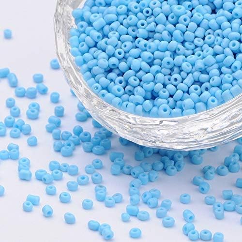Perlin Glass Seed Beads 4mm 6/0 Round 1100pcs Mini Small Pony Spacer Beads Kit for Jewelry Making Earrings Bracelets Pendants Waist DIY Handmade (Blue Opaque)