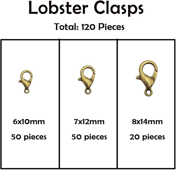 inspirelle 900 pieces open jump rings and 120 pieces lobster clasps metal split rings connector rings for jewelry making bronze