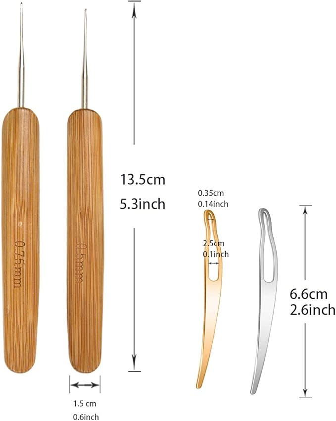 9 Pcs Dreadlocks Tool Set Latch Hook Different Sizes Small Crochet Hooks Needle Interlocking Tool for Locs Hair Braiding, Rug Making and Art Crafts