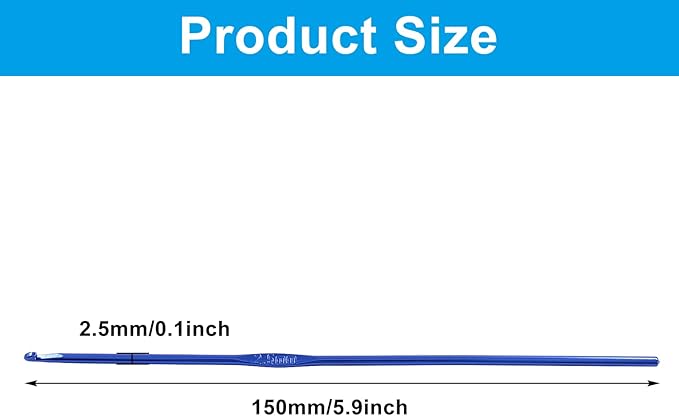Auvotuis 6Pcs 2.5mm US Size C (Size 2) Aluminum Crochet Hook Knitting Needles for DIY Craft Yarn, Blue