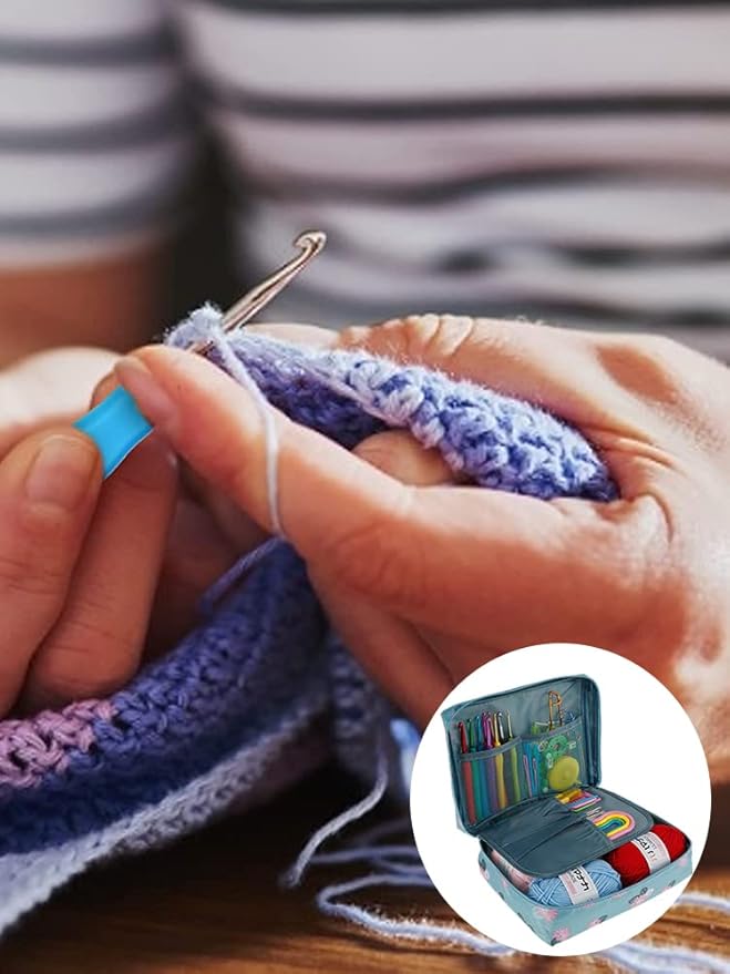 Abizarch 59 Pcs Crochet Hooks Kit for Beginners Adults, Knitting Starter Kit for Adults Ergonomic Soft Grip Handle Crochet Tools, DIY Weave Yarn Kits with Carry Bag, Travel Knitting Crochet Supplies
