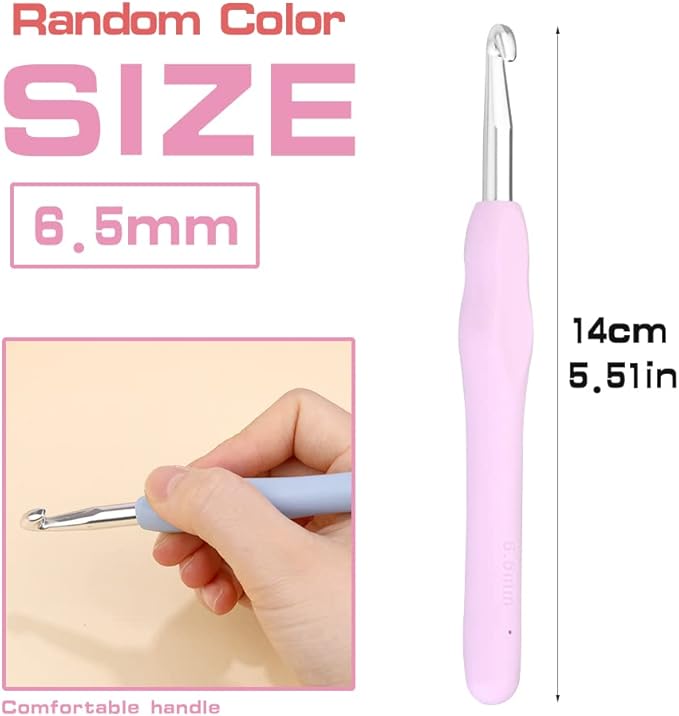 6.5 mm Crochet Hook, Ergonomic Handle for Arthritic Hands, Extra Long  Knitting Needles for Beginners and Crocheting Yarn (6.5 mm)