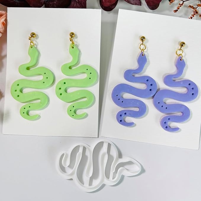 Xaekicr Polymer Clay Cutter Snake Shape – Curvy Clay Earring Cutter for Polymer Clay Jewelry, Bold Clay Tools for DIY Earrings, Halloween Crafts and Y2K Accessories