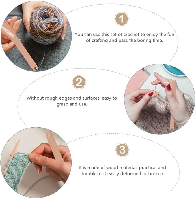 EXCEART 2 Pcs Wooden Weaving Shuttle Beech Wood DIY Weaving Tool Sweater Scarf Tapestry Sticks Crochet Hook Tools for Knitted Crafts Accessories