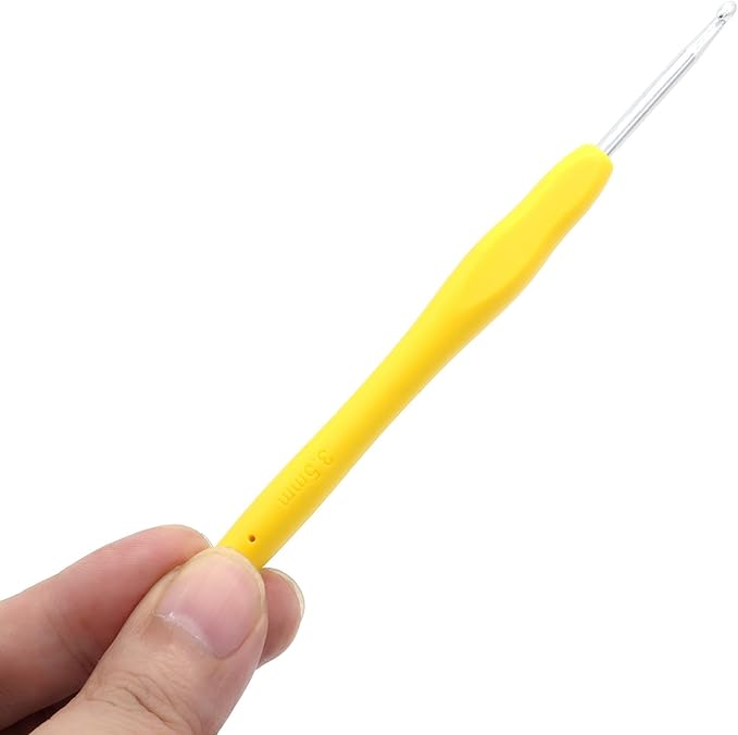 6Pcs 3.5mm Aluminum Soft Grip Rubber Ergonomic Handle Crochet Hook Knitting Needles US Size E (Size 4) for DIY Yarn Craft,Nice Gift for Women Adults Kids Children Beginners (Yellow)