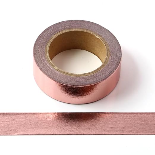 Rose Gold Washi tape Rose Gold foil washi tape for wall Decorative tape for crafts Washy-tape Mirror tape Metallic washi tape Rose Gold strips for wall decor duct tape(0.59in x33FT,Rose Gold,2 rolls)