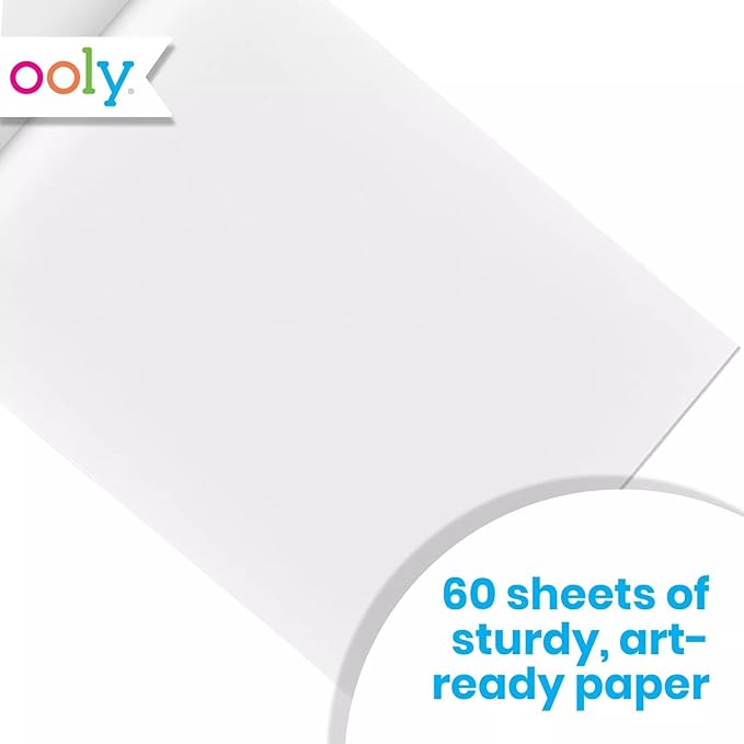 OOLY Chunkies 12" x 9" Thick Paper Sketchbook Pad - 60 Pages per Pad, 120 GSM / 32 LB Paper for Drawing, Artwork, Perfect with Chunkies Paint Sticks for Toddlers