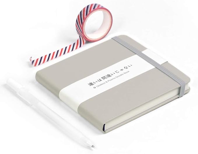 Small Square 5x5" 80gsm Mini Notebooks Blank Pages Sketchbooks Travel Journal Pocket Hardcover Paint Writing Notebook Blank Diary Memo Planner Sketchbook PU Leather Cover, Grey