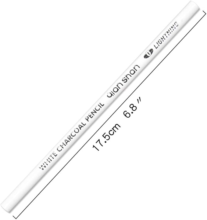 2 Pcs White Sketch Charcoal Pencils -Professional Hight Quality Sketch Highlight White Charcoal Wooden Pencils for Artist Drawing, Sketching, Blending