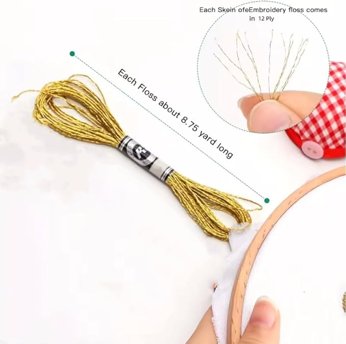 22 Skeins Gold Embroidery Thread Metallic Embroidery Floss Gold Embroidery Skein Threads Glitter Embroidery for DIY Embroidery Thread Crafts,8 m 12 Strands