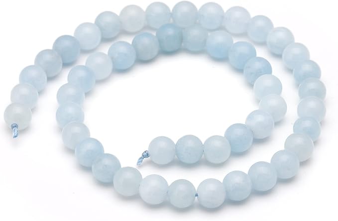 youngbling natural gemstone beads for jewelry making,6mm aquamarine polished round smooth stone,genuine real stone beads for bracelet necklace 15 inch(aquamarine,6mm)