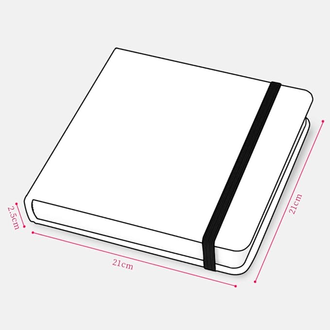 Square 8.2x 8.2 inches 165gsm Colored Pencil Paint Journal Hardbound 128pgs（64 Sheets Front Back Cold Pressed）Travel for Colored Pencil Sketch Doodles Handmade Cloth Cover Notebook Red River A4