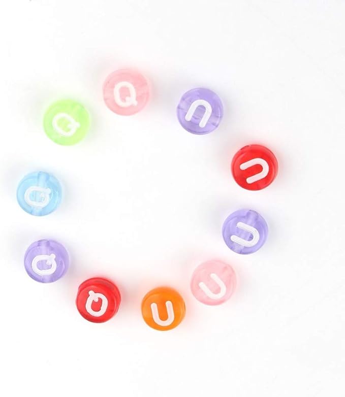 Song Xi 1200pcs Colorful Alphabet Beads 4x7mm A-Z Letter Beads for Bracelets and Jewelry Making Key Chains