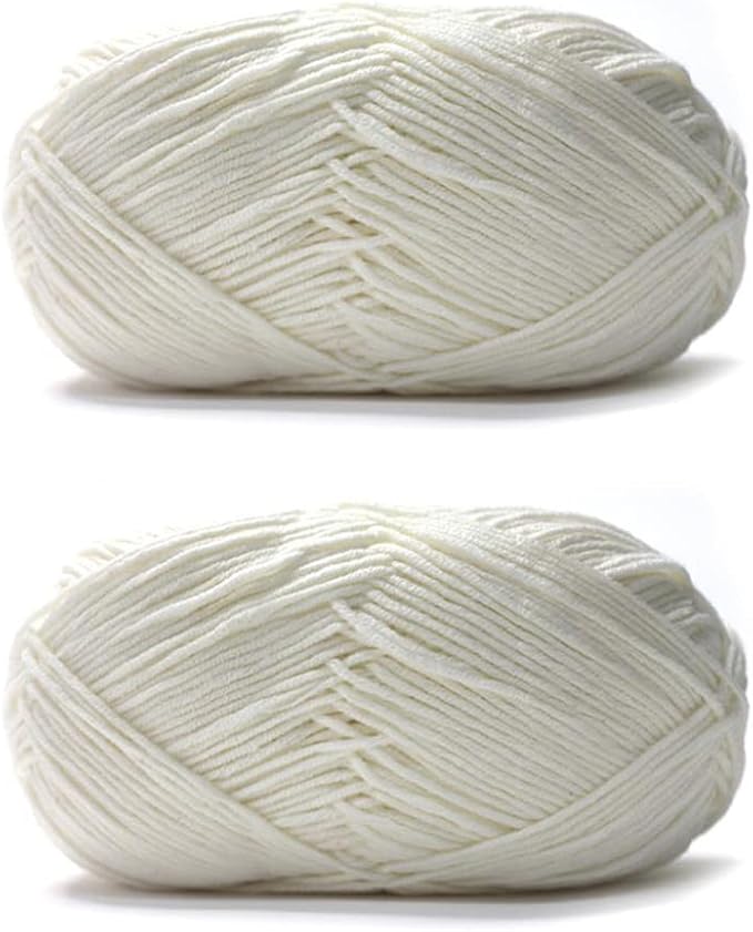 Acrylic & Cotton Blended Knitting and Crochet Yarn Soft Medium Yarn, Breathable and Skin Friendly for Baby Garments, Scarves, Hats, and Craft Projects 200g 02-Cream