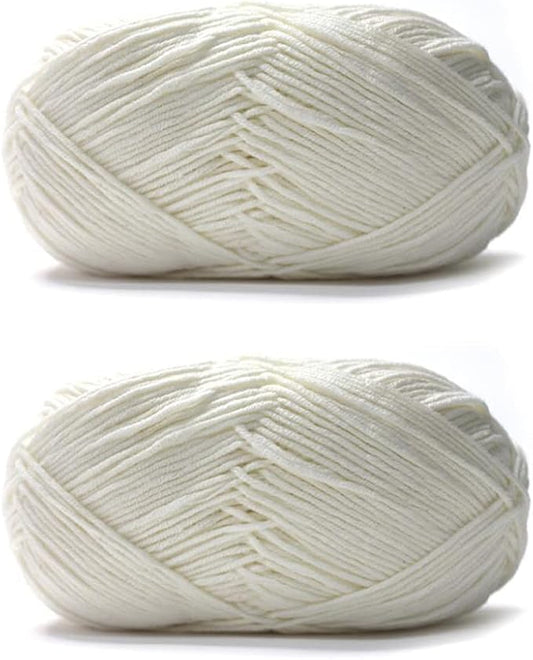 Acrylic & Cotton Blended Knitting and Crochet Yarn Soft Medium Yarn, Breathable and Skin Friendly for Baby Garments, Scarves, Hats, and Craft Projects 200g 02-Cream