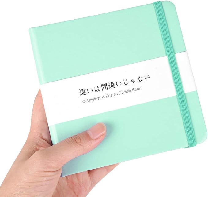 Mifuner Small Square 5x5 80gsm Mini Notebooks Blank Pages Sketchbooks Travel Journal Pocket Hardcover Paint Writing Notebook Blank Diary Memo Planner Sketchbook PU Leather Cover, Green