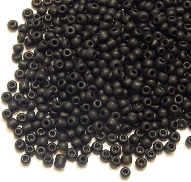 Perlin Glass Seed Beads 4mm 6/0 Round 1100pcs Mini Small Pony Spacer Beads Kit for Jewelry Making Earrings Bracelets Pendants Waist DIY Handmade (Black Frosted)