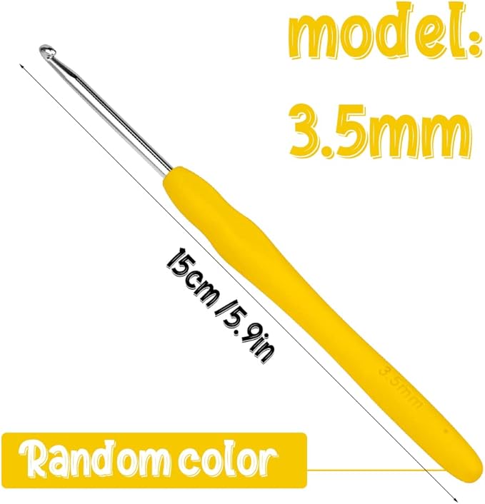 Crochet Hook, 3.5 mm Ergonomic Crochet Hook, Crochet Needles for Arthritic Hands, Knitting Needles with Soft Handle Beginners and Experienced Hobbyists (3.5 mm)