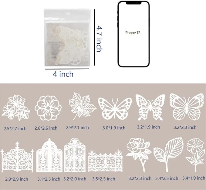 Diuhofart Vintage Scrapbook Embellishments Paper Cutout Lace for Scrapbooking Supplies, 40 Pcs Large Decorative Paper for DIY Craft Wedding Album, Junk Journals, Card Making